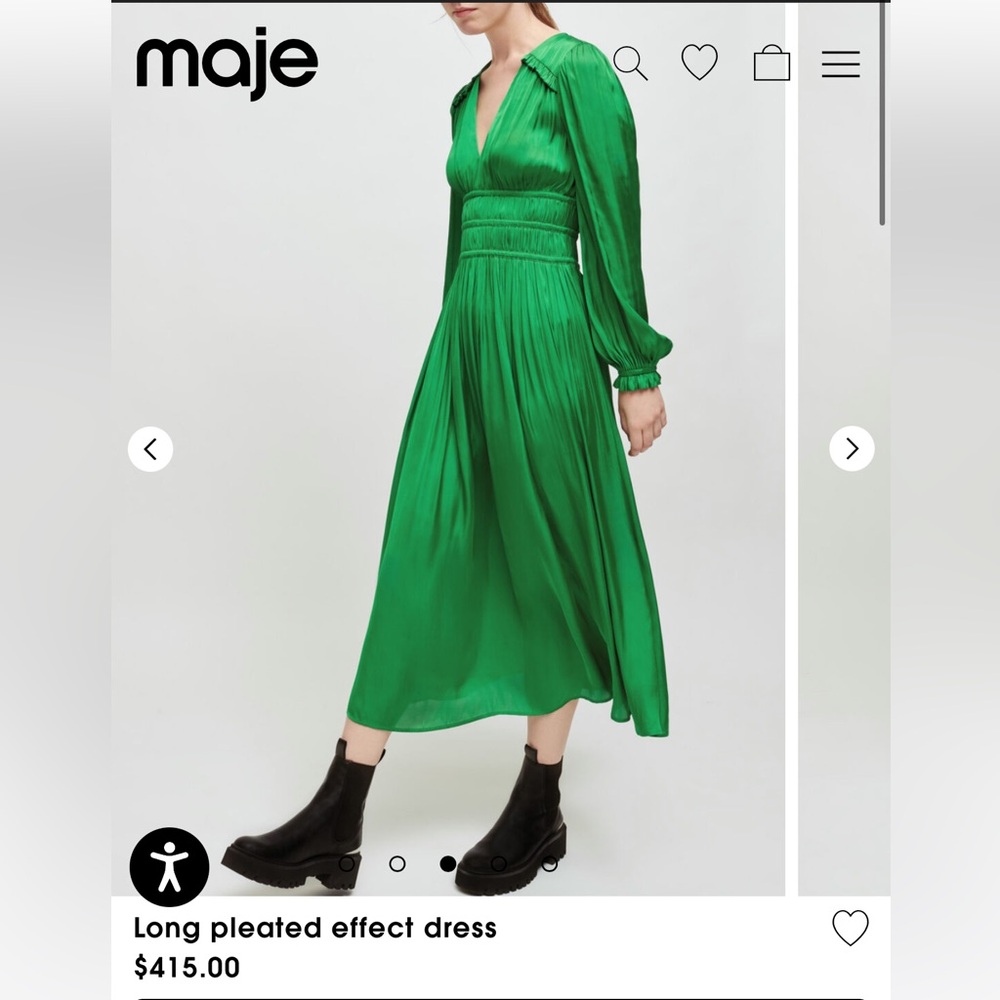 Maje Vibrant Green Long Sleeve Dress